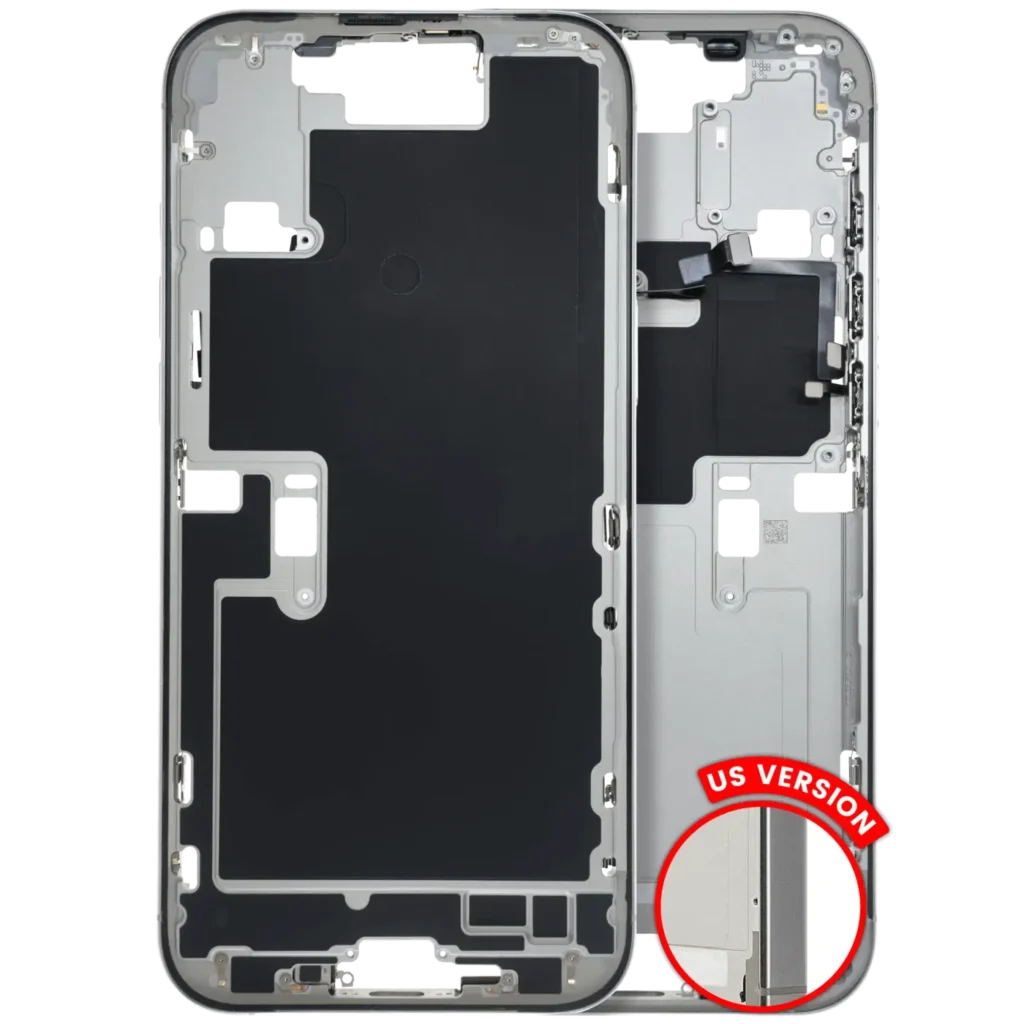 Mid-Frame Housing W/ Small Parts For iPhone 16 Pro Max (US Version) (Used OEM Pull: Grade C) (White Titanium)