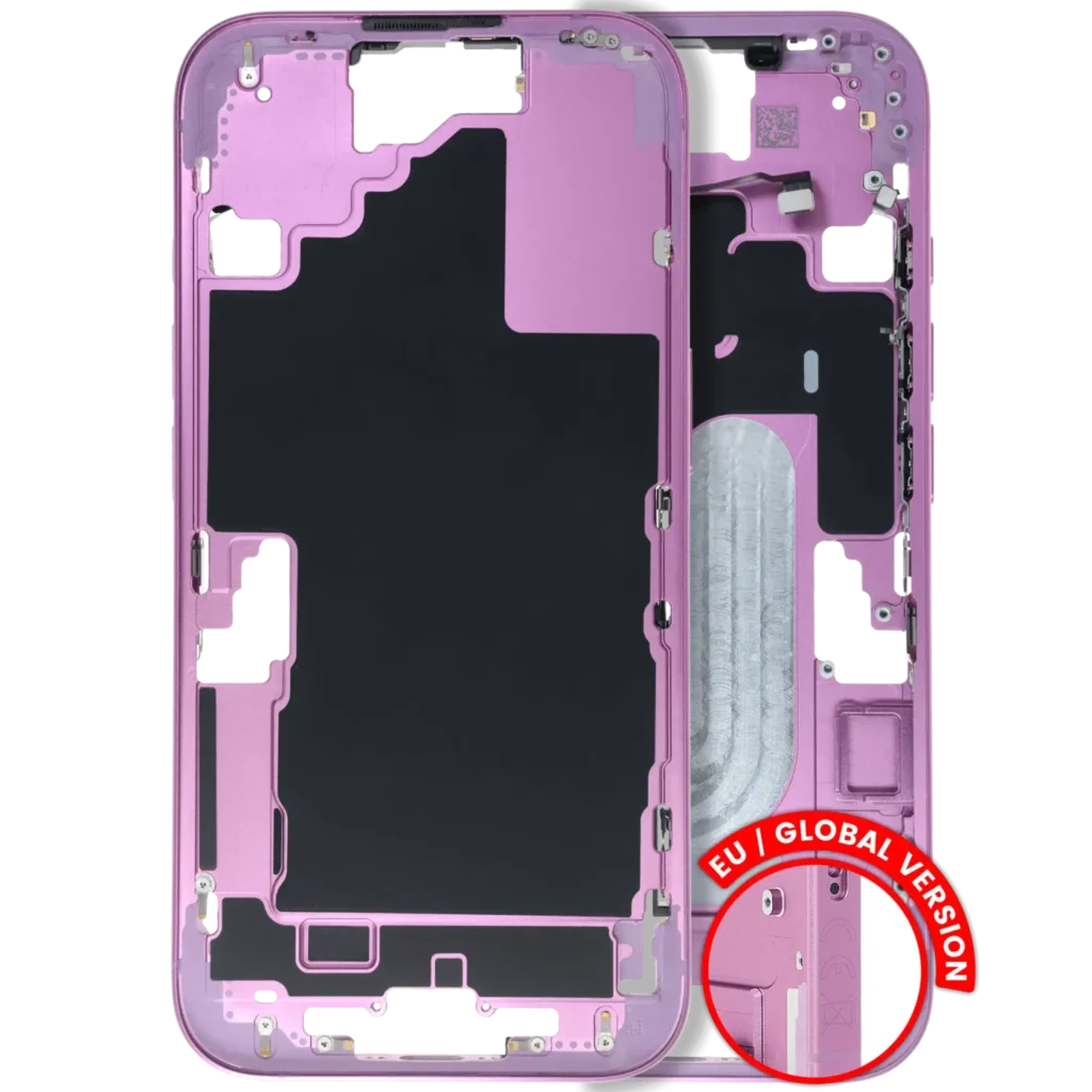 Mid-Frame Housing W/ Small Parts For iPhone 16 (EU / Global Version) (Used OEM Pull: Grade C) (Pink)