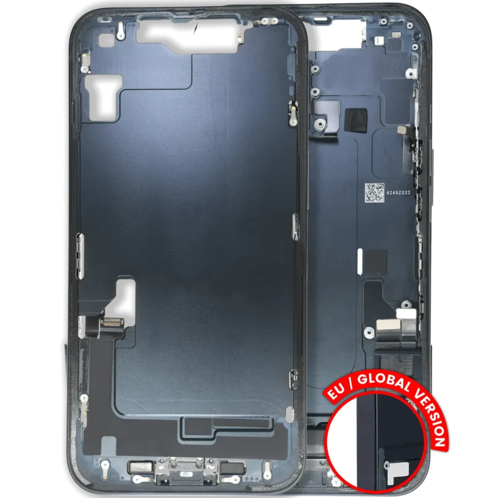 Mid-Frame Housing W/ Charging Port Flex & Small Parts For iPhone 14 (EU / Global Version) (Used OEM Pull: Grade A) (Midnight)