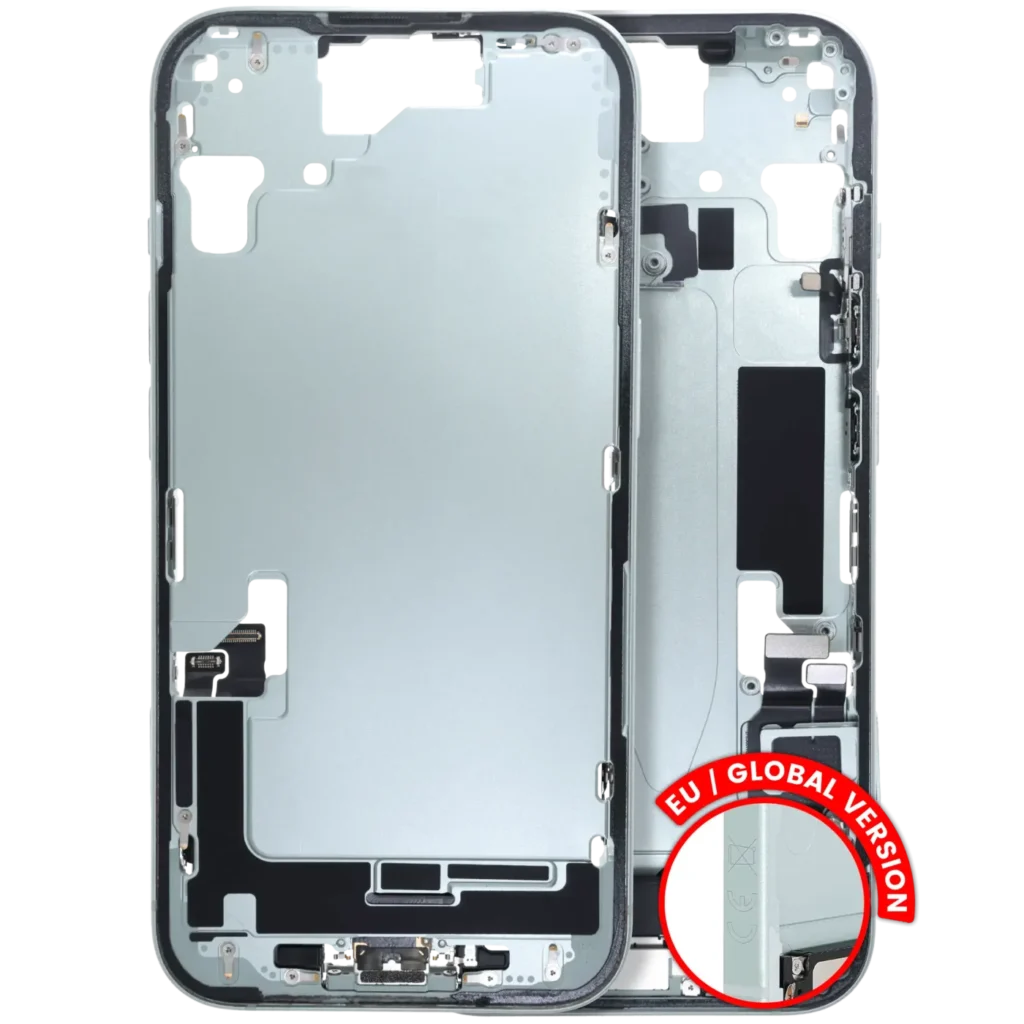 Mid-Frame Housing W/ Charging Port Flex & Small Parts For iPhone 15 (EU / Global Version) (Used OEM Pull: Grade B) (Green)