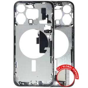 Mid-Frame Housing W/ Charging Port Flex & Small Parts For iPhone 15 Pro Max (EU / Global Version) (Used OEM Pull: Grade A) (White Titanium)