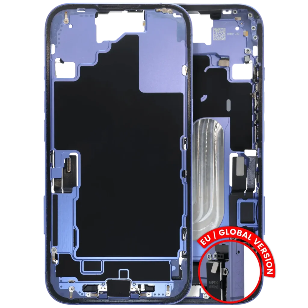 Mid-Frame Housing W/ Charging Port Flex & Small Parts For iPhone 16 (EU / Global Version) (Used OEM Pull: Grade A) (Ultramarine)