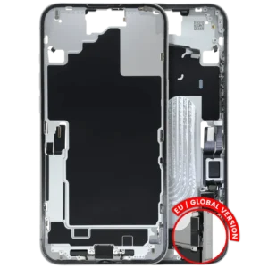 Mid-Frame Housing W/ Charging Port Flex & Small Parts For iPhone 16 Plus (EU / Global Version) (Used OEM Pull: Grade A) (White)