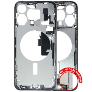 Mid-Frame Housing W/ Charging Port Flex & Small Parts For iPhone 15 Pro Max (EU / Global Version) (Used OEM Pull: Grade B) (White Titanium)