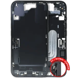 Mid-Frame Housing W/ Charging Port Flex & Small Parts For iPhone 16 (EU / Global Version) (Used OEM Pull: Grade C) (Black)
