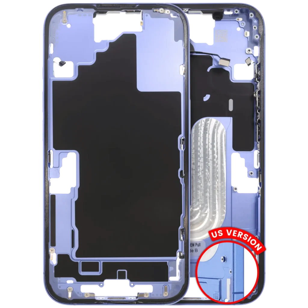 Mid-Frame Housing W/ Small Parts For iPhone 16 (US Version) (Used OEM Pull: Grade B) (Ultramarine)