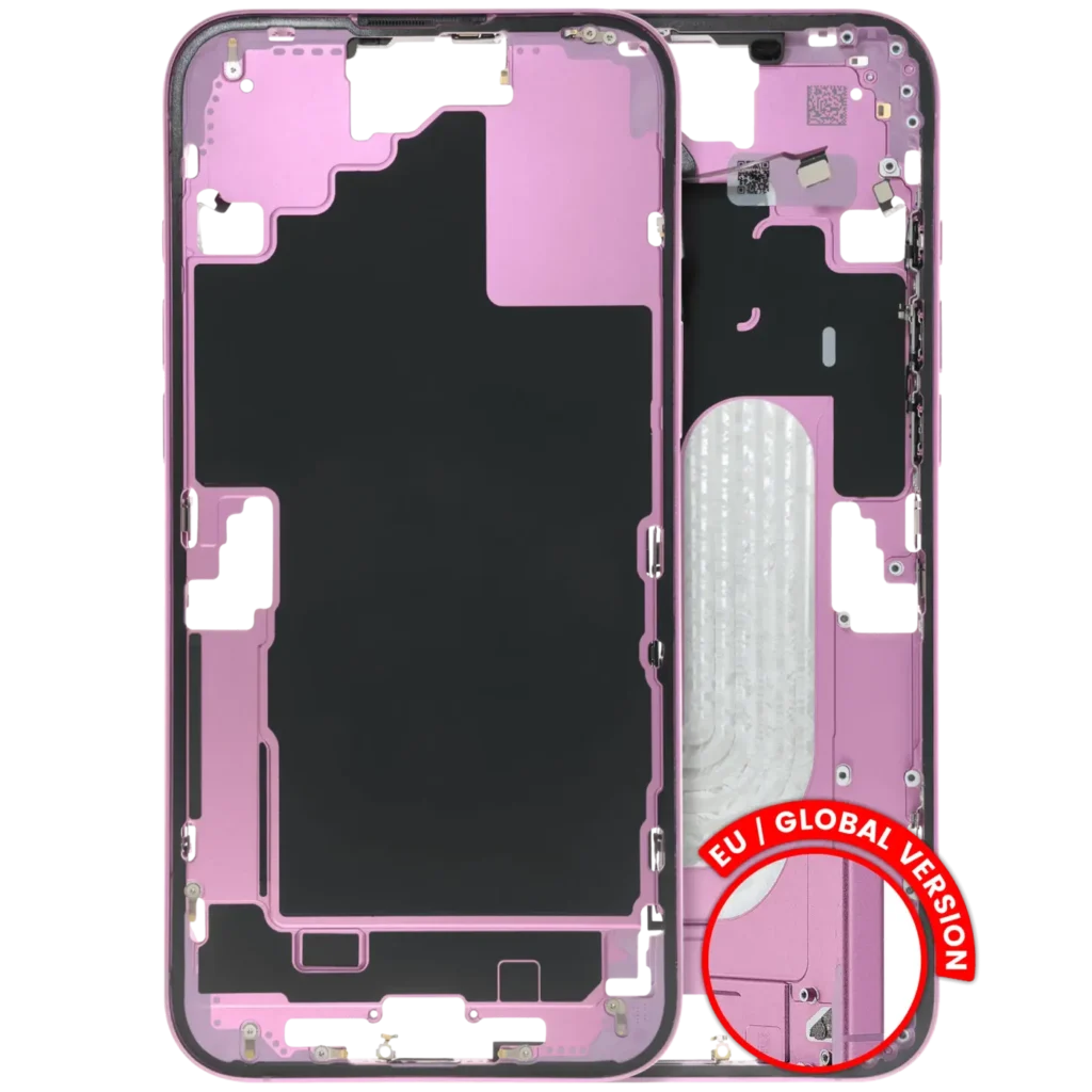 Mid-Frame Housing W/ Small Parts For iPhone 16 Plus (US Version) (Used OEM Pull: Grade B) (Pink)
