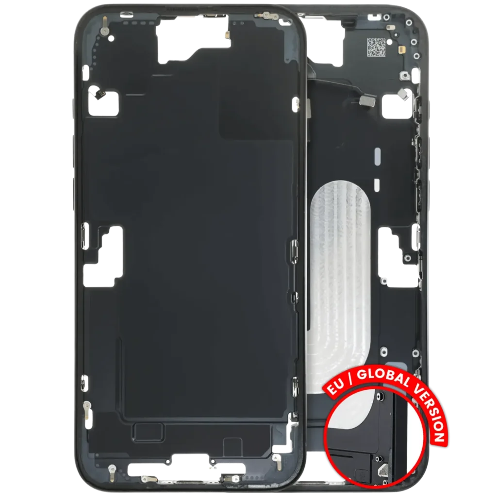 Mid-Frame Housing W/ Small Parts For iPhone 16 Plus (US Version) (Used OEM Pull: Grade C) (Black)
