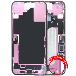 Mid-Frame Housing W/ Charging Port Flex & Small Parts For iPhone 16 Plus (EU / Global Version) (Used OEM Pull: Grade A) (Pink)