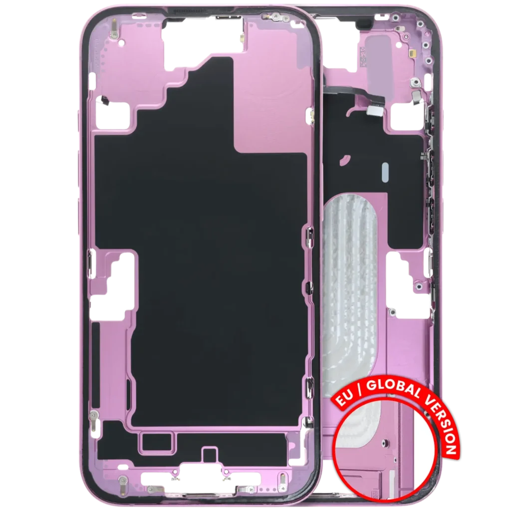 Mid-Frame Housing W/ Small Parts For iPhone 16 (US Version) (Used OEM Pull: Grade C) (Pink)