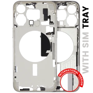 Mid-Frame Housing W/ Small Parts For iPhone 15 Pro Max (EU / Global Version) (Used OEM Pull: Grade A) (White Titanium)