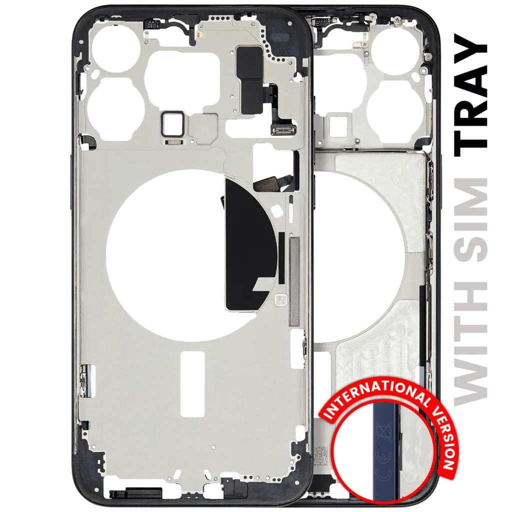Mid-Frame Housing W/ Small Parts For iPhone 15 Pro Max (EU / Global Version) (Used OEM Pull: Grade B) (Blue Titanium)