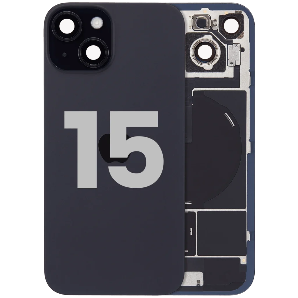 Back Glass w/ MagSafe Magnet & NFC & Flashlight Flex For iPhone 15 (Used OEM Pull: Grade A) (Black)