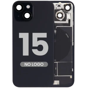 Back Glass w/ MagSafe Magnet & NFC & Flashlight Flex For iPhone 15 (Aftermarket) (Black) (No Logo)