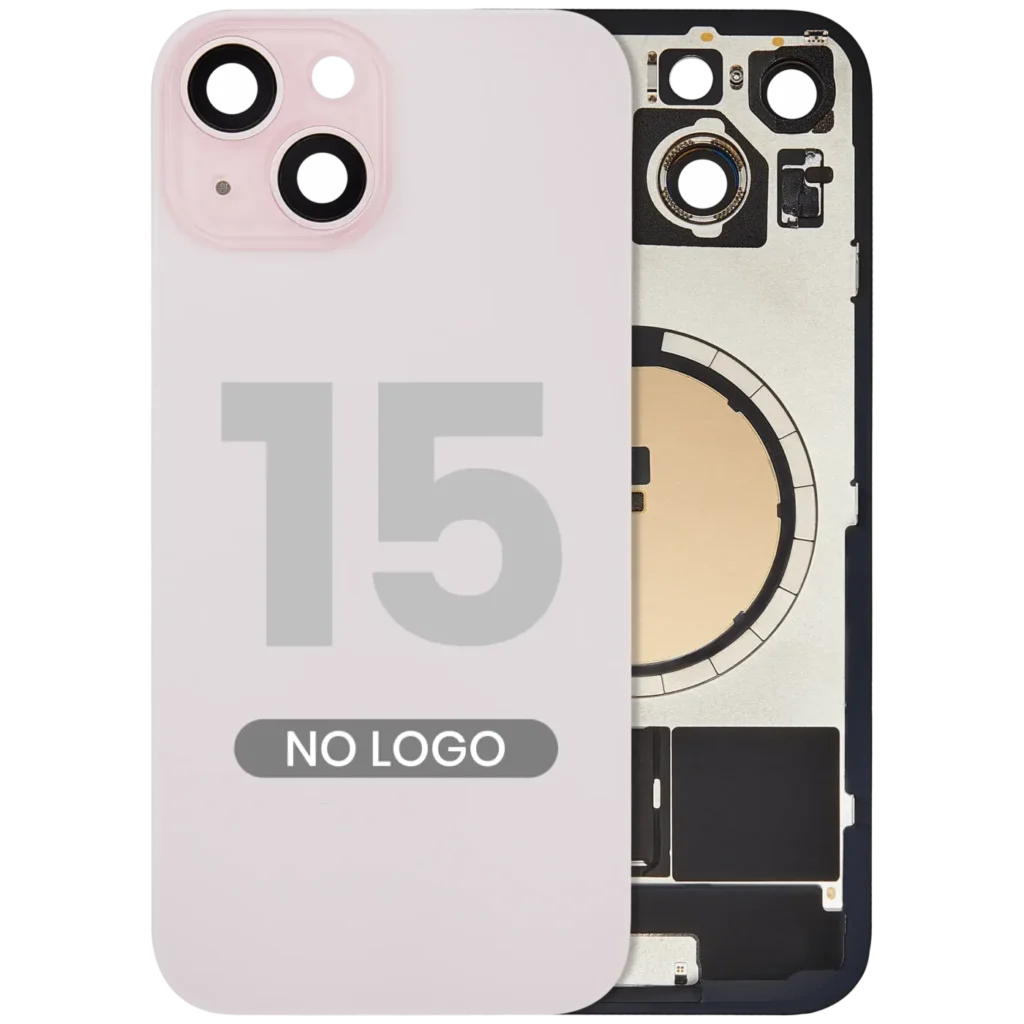 Back Glass w/ MagSafe Magnet For iPhone 15 (No Logo) (Aftermarket) (Pink)