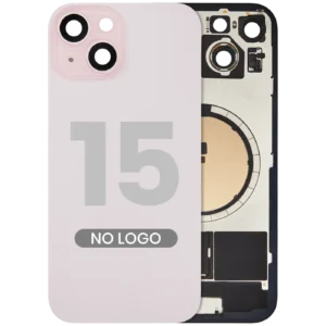 Back Glass w/ MagSafe Magnet For iPhone 15 (No Logo) (Aftermarket) (Pink)