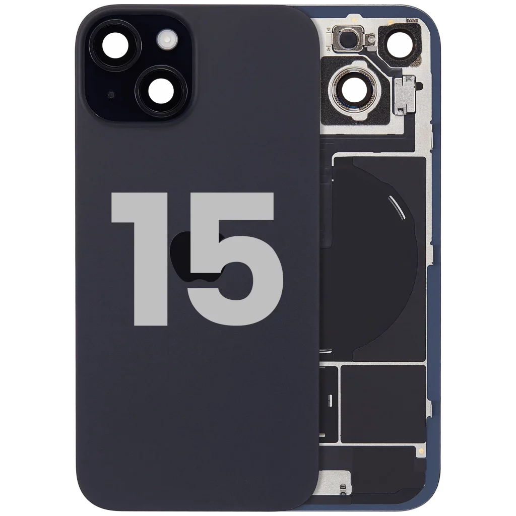 Back Glass w/ MagSafe Magnet & NFC & Flashlight Flex For iPhone 15 (Used OEM Pull: Grade C) (Black)