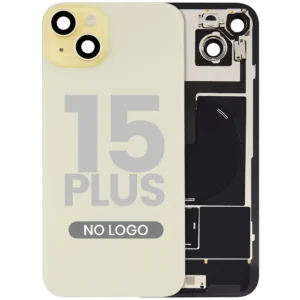 Back Glass w/ MagSafe Magnet & NFC & Flashlight Flex For iPhone 15 Plus (Aftermarket) (Yellow) (No Logo)