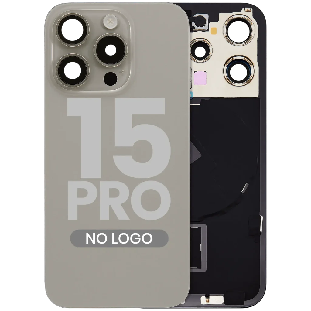 Back Glass w/ MagSafe Magnet & NFC & Flashlight Flex For iPhone 15 Pro (No Logo) (Aftermarket) (Natural Titanium)