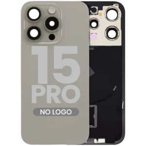 Back Glass w/ MagSafe Magnet & NFC & Flashlight Flex For iPhone 15 Pro (Aftermarket) (Natural Titanium) (No Logo)