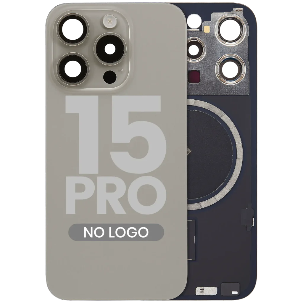 Back Glass w/ MagSafe Magnet For iPhone 15 Pro (No Logo) (Aftermarket) (Natural Titanium)