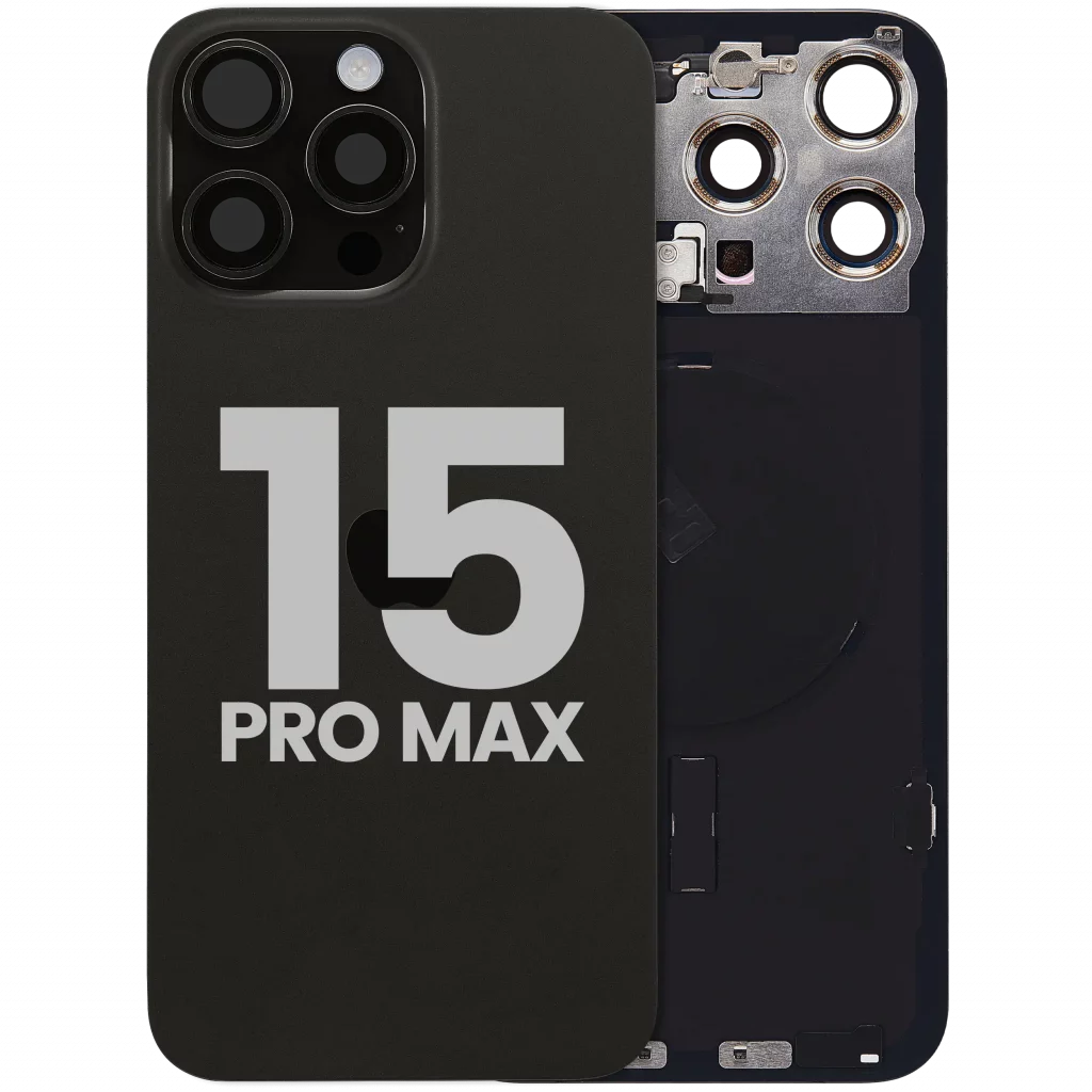 Back Glass w/ MagSafe Magnet & NFC & Flashlight Flex For iPhone 15 Pro Max (Used OEM Pull: Grade A) (Black Titanium)