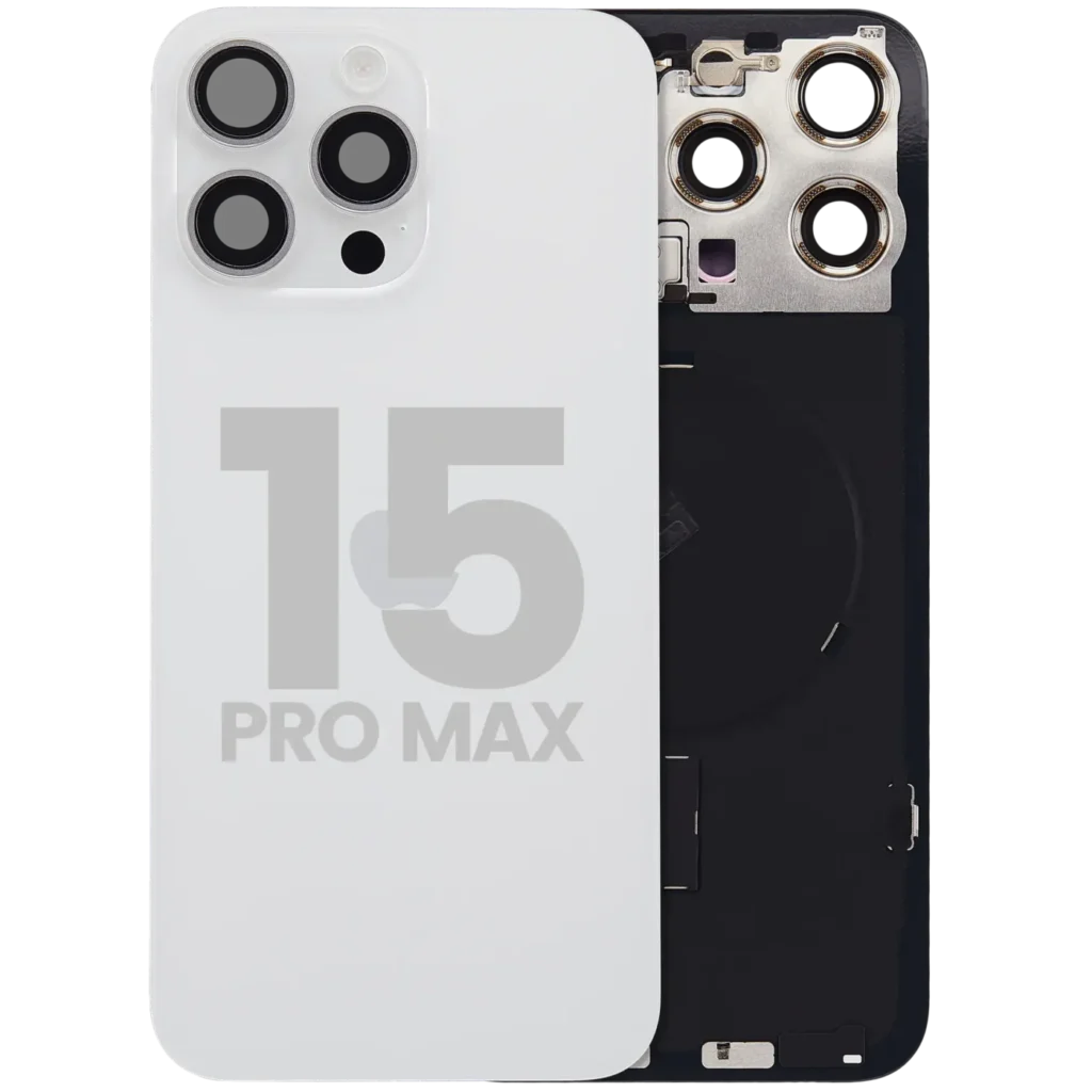Back Glass w/ MagSafe Magnet & NFC & Flashlight Flex For iPhone 15 Pro Max (Used OEM Pull: Grade A) (White Titanium)