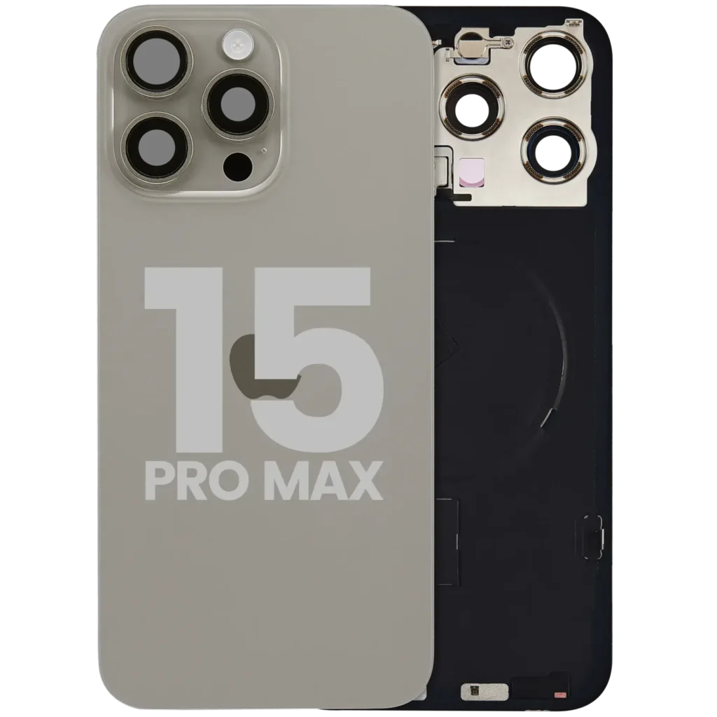 Back Glass w/ MagSafe Magnet & NFC & Flashlight Flex For iPhone 15 Pro Max (Used OEM Pull: Grade A) (Natural Titanium)