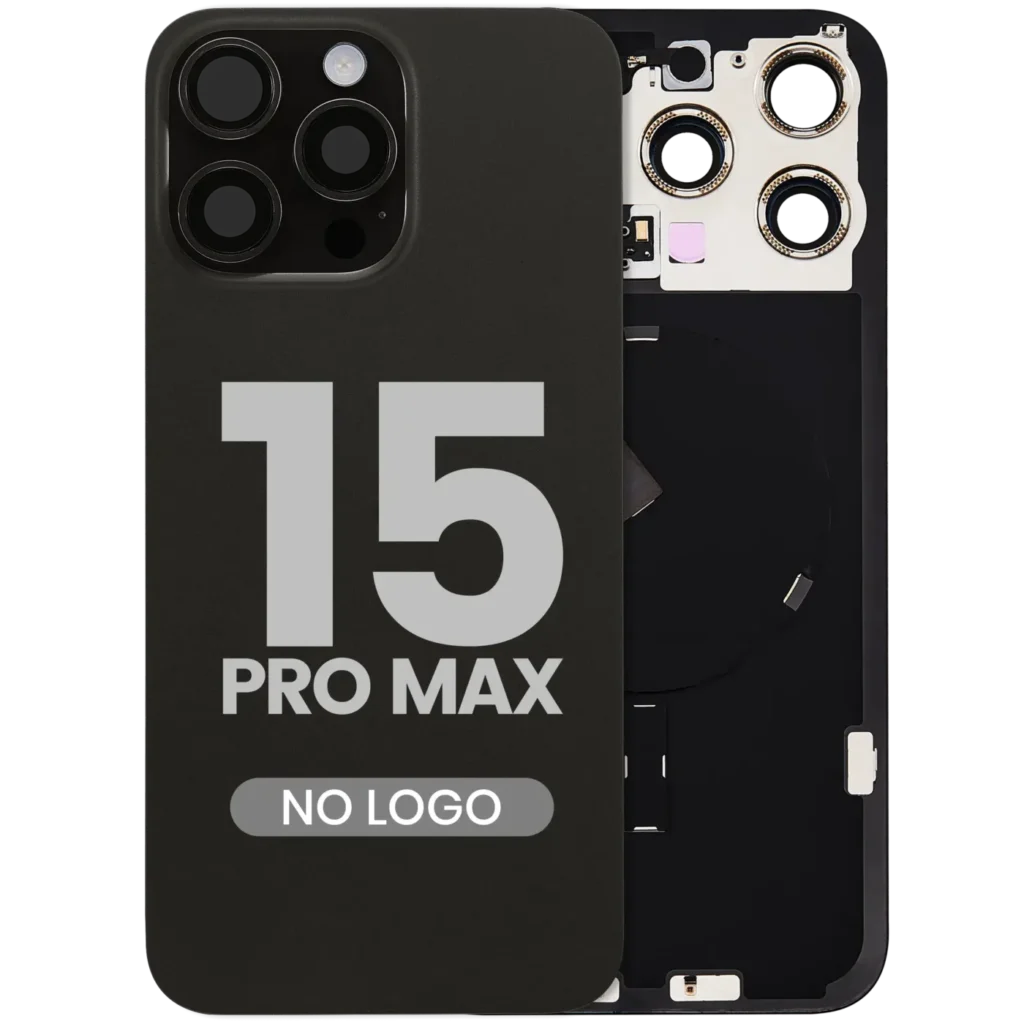 Back Glass w/ MagSafe Magnet & NFC & Flashlight Flex For iPhone 15 Pro Max (No Logo) (Aftermarket) (Black Titanium)