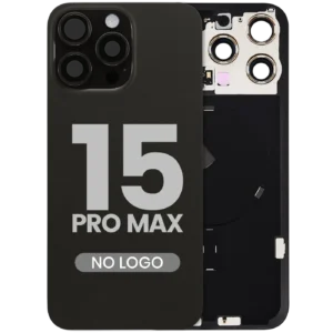 Back Glass w/ MagSafe Magnet & NFC & Flashlight Flex For iPhone 15 Pro Max (No Logo) (Aftermarket) (Black Titanium)