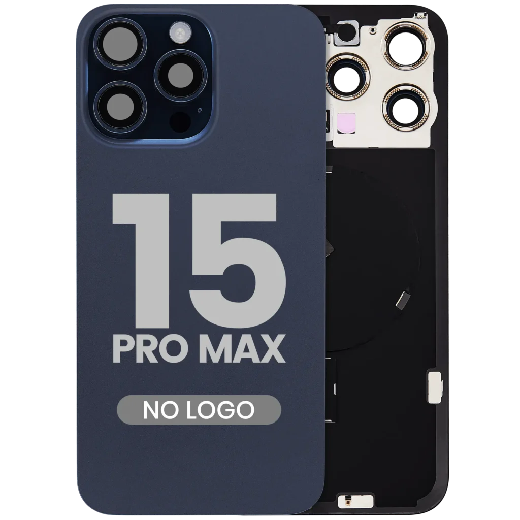 Back Glass w/ MagSafe Magnet & NFC & Flashlight Flex For iPhone 15 Pro Max (No Logo) (Aftermarket) (Blue Titanium)