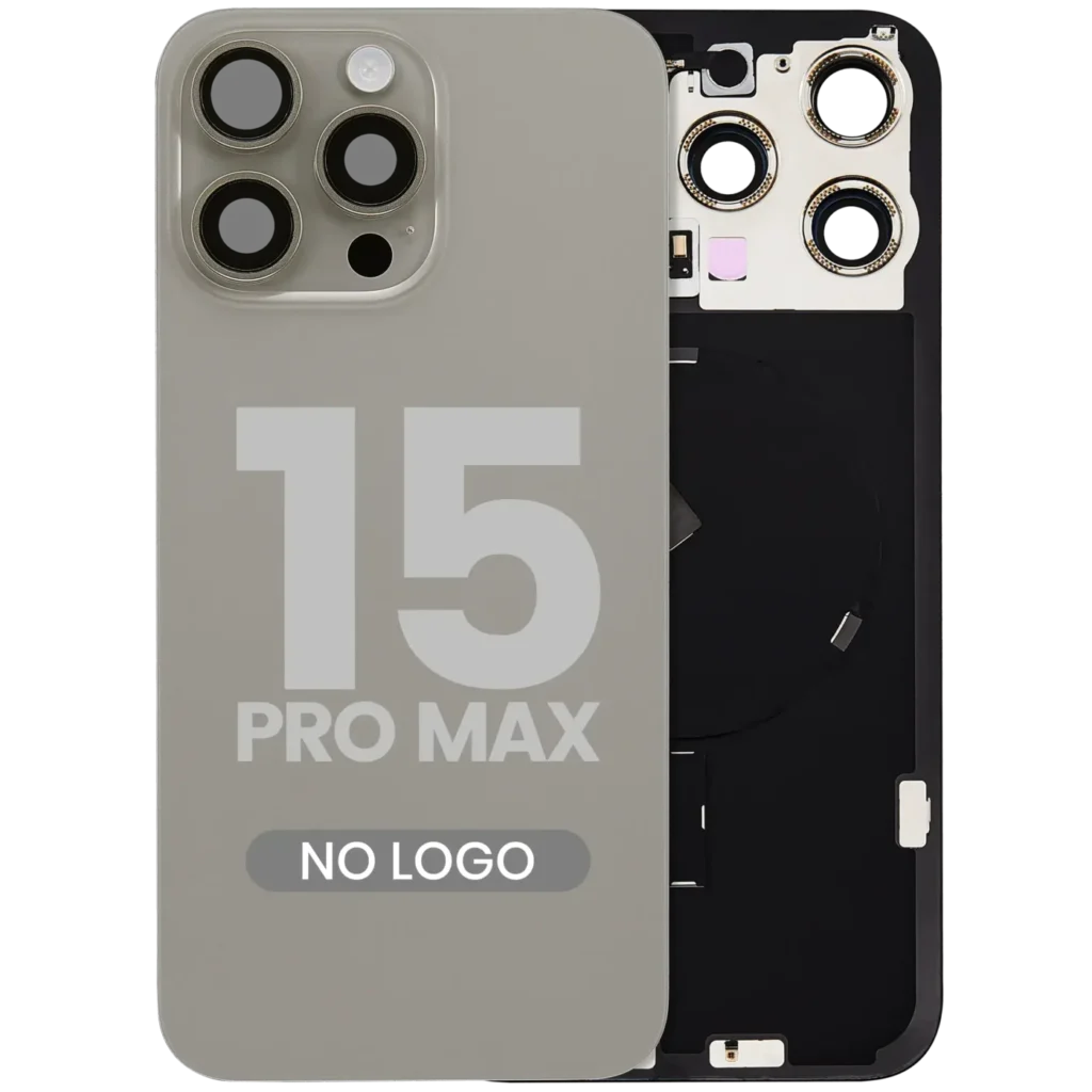 Back Glass w/ MagSafe Magnet & NFC & Flashlight Flex For iPhone 15 Pro Max (No Logo) (Aftermarket) (Natural Titanium)
