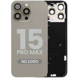 Back Glass w/ MagSafe Magnet & NFC & Flashlight Flex For iPhone 15 Pro Max (No Logo) (Aftermarket) (Natural Titanium)