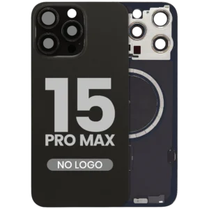 Back Glass w/ MagSafe Magnet For iPhone 15 Pro Max (Aftermarket) (Black Titanium) (No Logo)