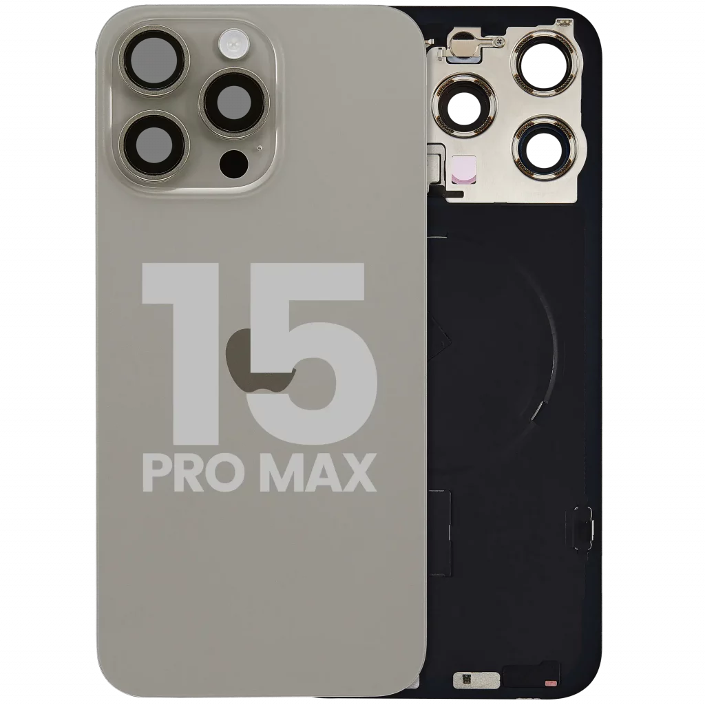 Back Glass w/ MagSafe Magnet & NFC & Flashlight Flex For iPhone 15 Pro Max (Used OEM Pull: Grade C) (Natural Titanium)