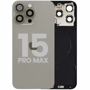 Back Glass w/ MagSafe Magnet & NFC & Flashlight Flex For iPhone 15 Pro Max (Used OEM Pull: Grade C) (Natural Titanium)