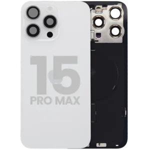 Back Glass w/ MagSafe Magnet & NFC & Flashlight Flex For iPhone 15 Pro Max (Used OEM Pull: Grade C) (White Titanium)