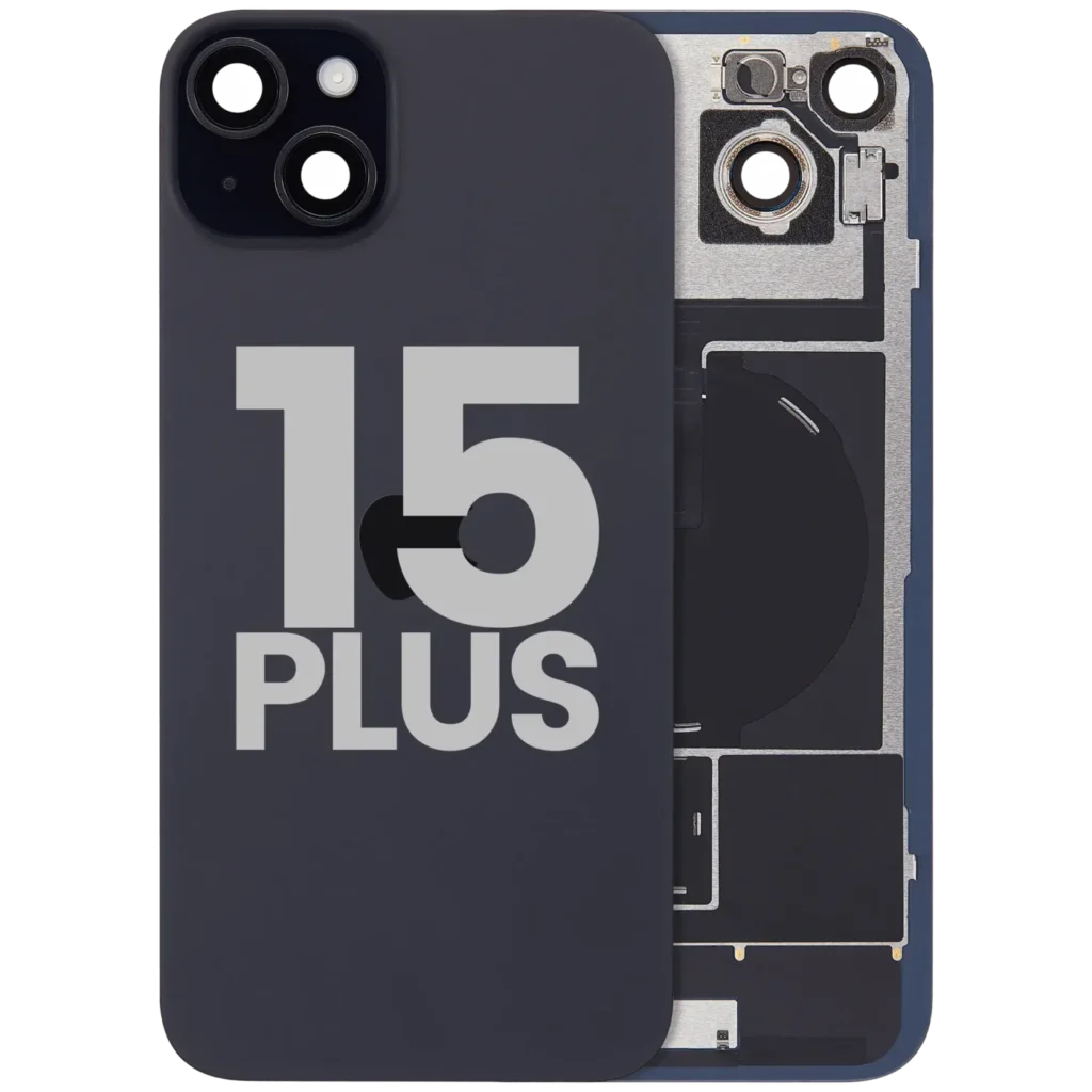 Back Glass w/ MagSafe Magnet & NFC & Flashlight Flex For iPhone 15 Plus (Used OEM Pull: Grade A) (Black)