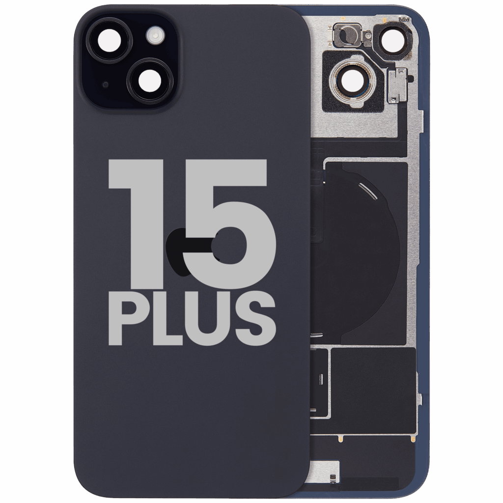 Back Glass w/ MagSafe Magnet & NFC & Flashlight Flex For iPhone 15 Plus (Used OEM Pull: Grade B) (Black)