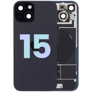 Back Glass w/ MagSafe Magnet & NFC & Flashlight Flex For iPhone 15 (Service Pack) (Black)