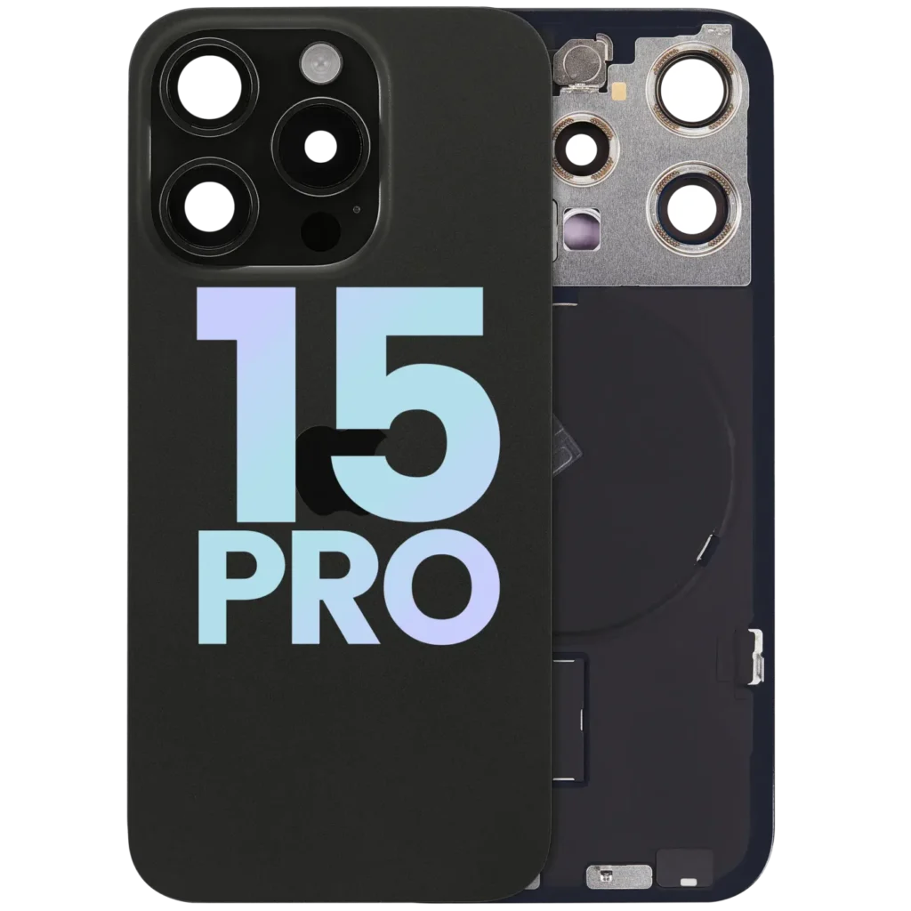 Back Glass w/ MagSafe Magnet & NFC & Flashlight Flex For IPhone 15 Pro (Service Pack) (Black Titanium)