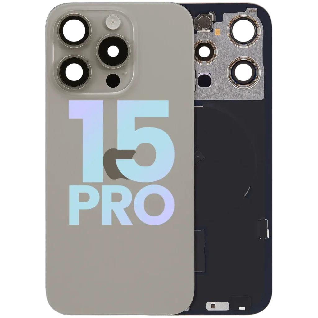 Back Glass w/ MagSafe Magnet & NFC & Flashlight Flex For IPhone 15 Pro (Service Pack) (Natural Titanium)