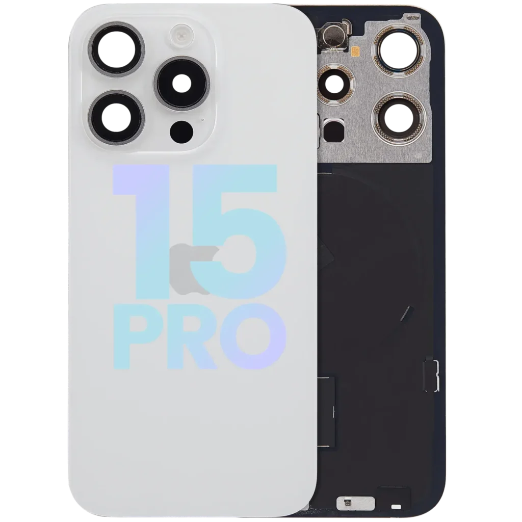 Back Glass w/ MagSafe Magnet & NFC & Flashlight Flex For iPhone 15 Pro (Service Pack) (White Titanium)