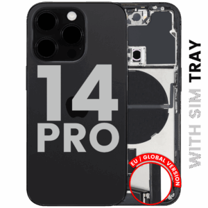Back Housing W/ Charging Port Flex & Small Parts For iPhone 14 Pro (EU / Global Version) (Used OEM Pull: Grade B) (Space Black)