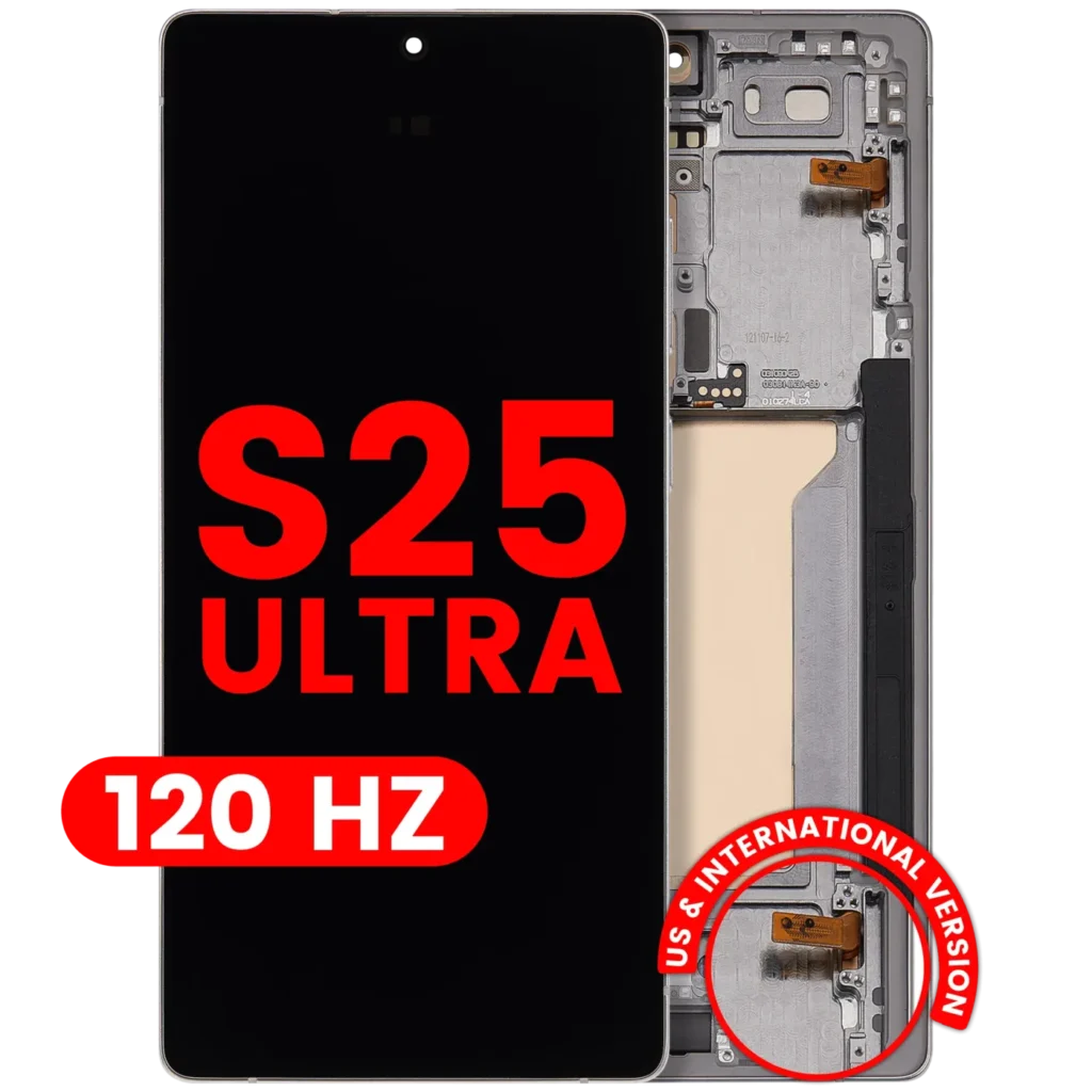 OLED Assembly With Frame For Samsung Galaxy S25 Ultra 5G (US & International) (Aftermarket Plus) (120Hz) (Titanium White Silver)