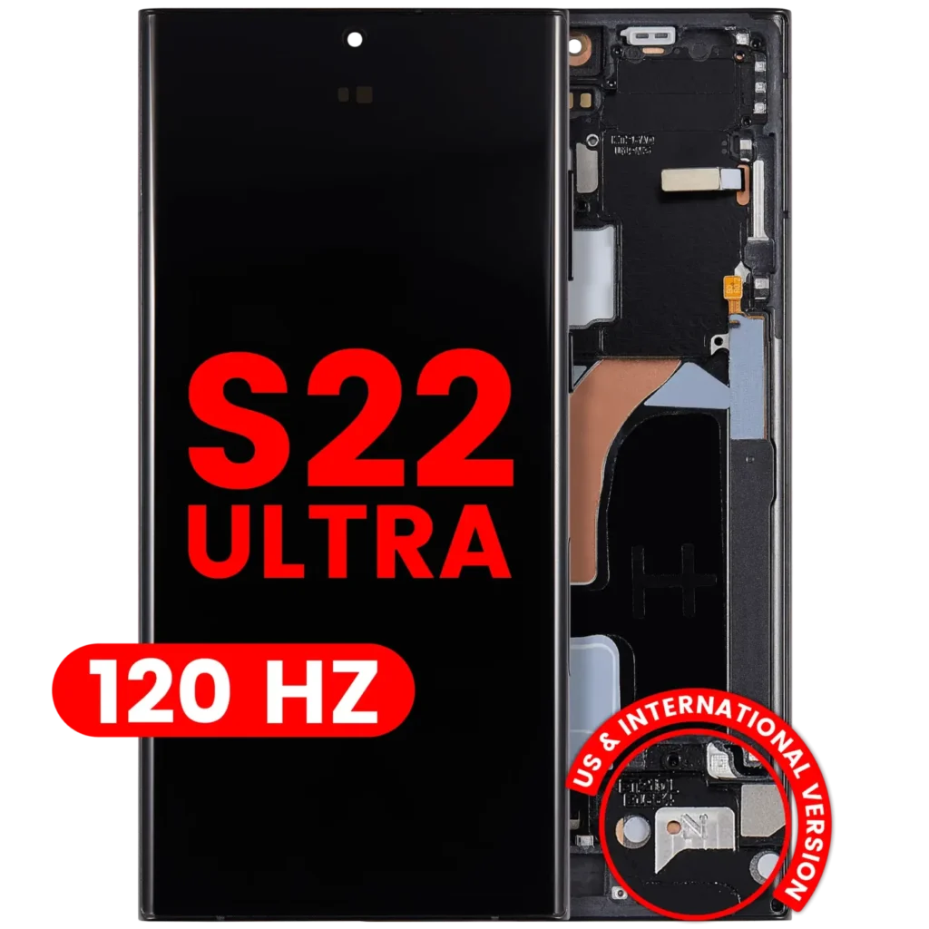 OLED Assembly With Frame For Samsung Galaxy S22 Ultra 5G (US & International Version) (Aftermarket Plus) (120Hz) (Graphite / Sky Blue / Red)
