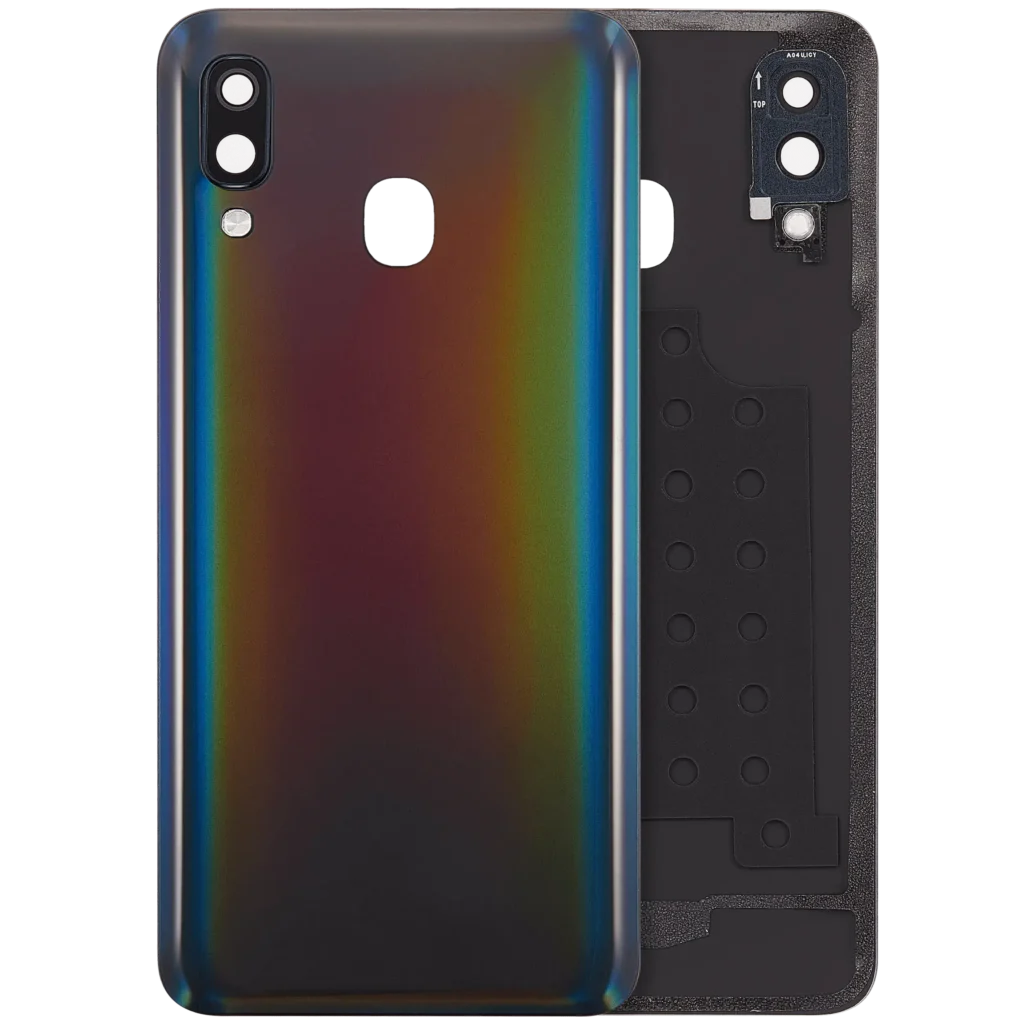 Back Cover Glass With Camera Lens Compatible For Samsung Galaxy A40 (A405 / 2019) (Aftermarket Plus) (Black)