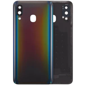 Back Cover Glass With Camera Lens For Samsung Galaxy A40 (A405 / 2019) (Aftermarket Plus) (Black)