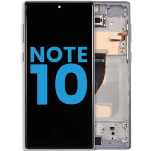 LCD Assembly With Frame (Without FingerPrint Sensor) For Samsung Galaxy Note 10 (US & International)(Aftermarket: Incell) (Aura Glow / Silver)