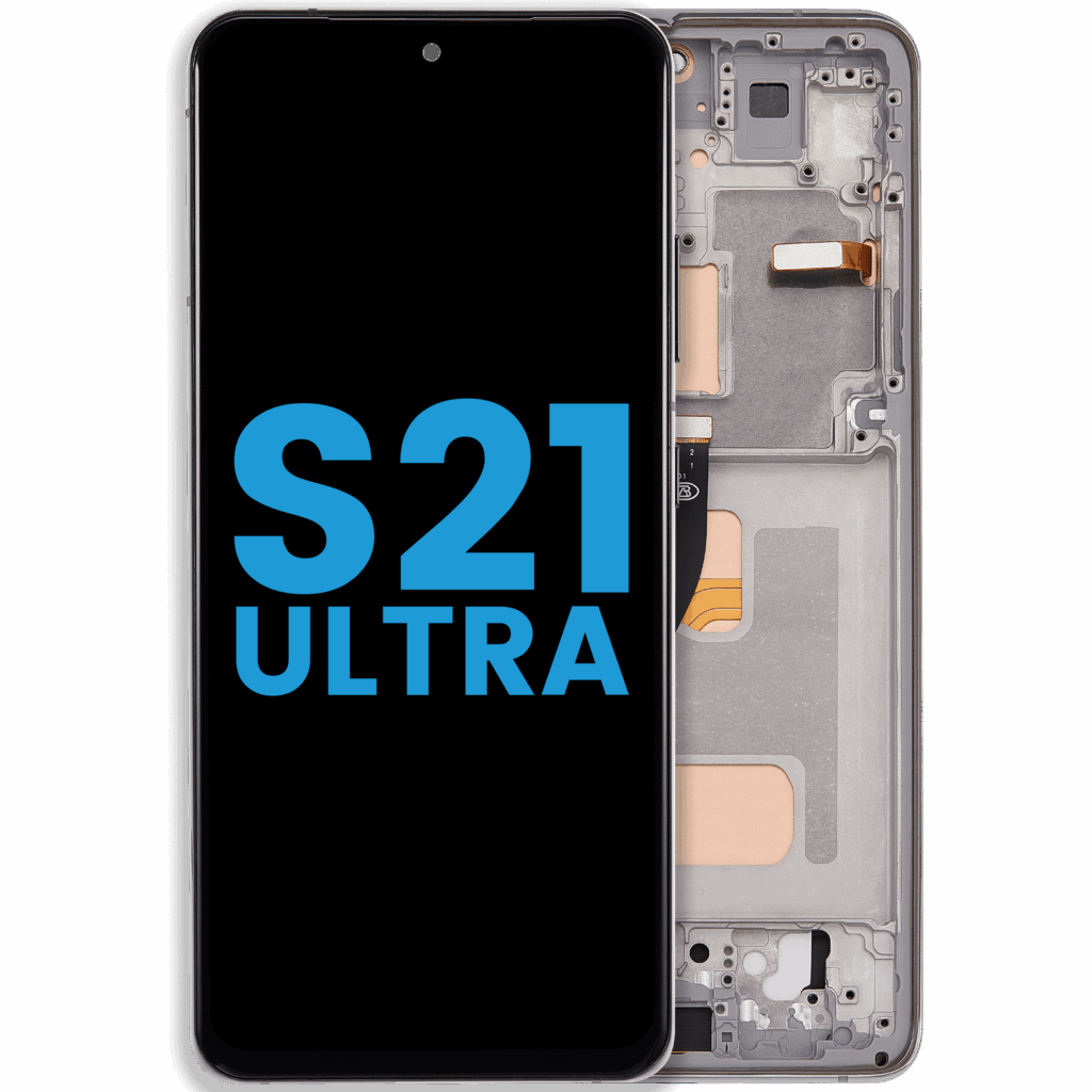 LCD Assembly With Frame (Without FingerPrint Sensor) For Samsung Galaxy S21 Ultra (US & International)(Aftermarket: Incell)(Test Rating: C)(Phantom Silver)
